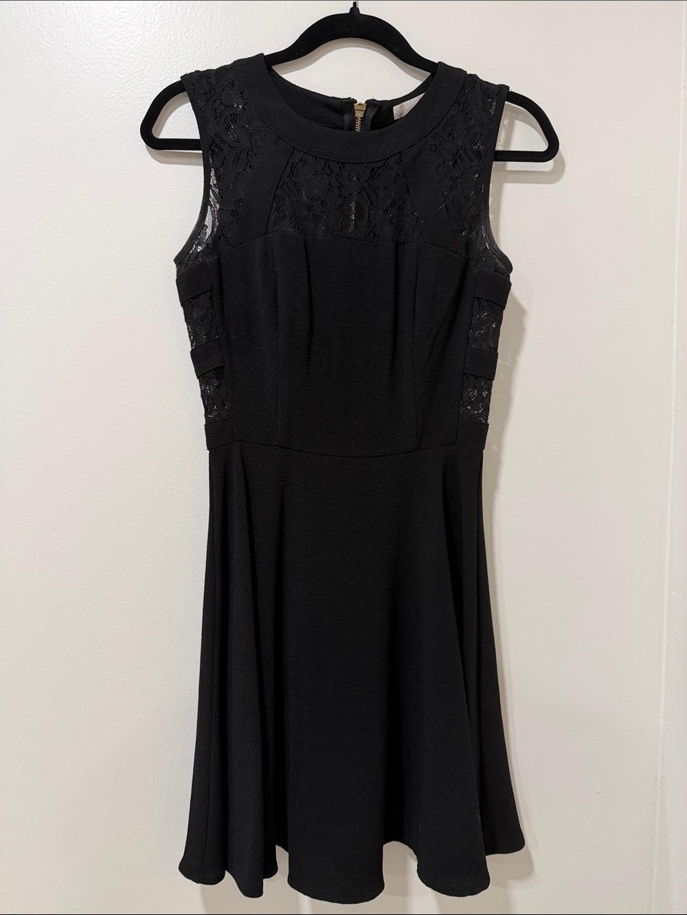 GB girls - Juniors size Small - Black Lace-Panel Midi Fit & Flare Dress